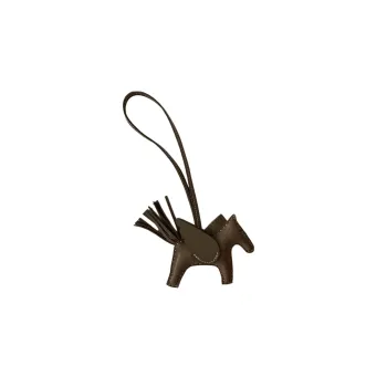 HERMES Rodeo Pegase Leather Pendants Unisex Elephant Gray