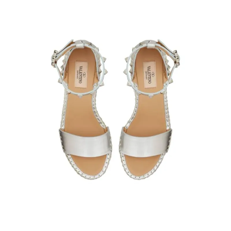 Valentino ROCKSTUD One Strap Sandals 9.5cm Women's Silver-3