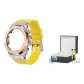 Silver Rose Yellow Strap+Watch Box+Tempered Glass Screen Protector