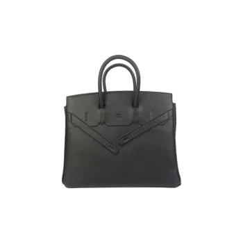 HERMES Birkin Swift Leather Birkin Bag Shadow Handbag Regular Women's Noir Black