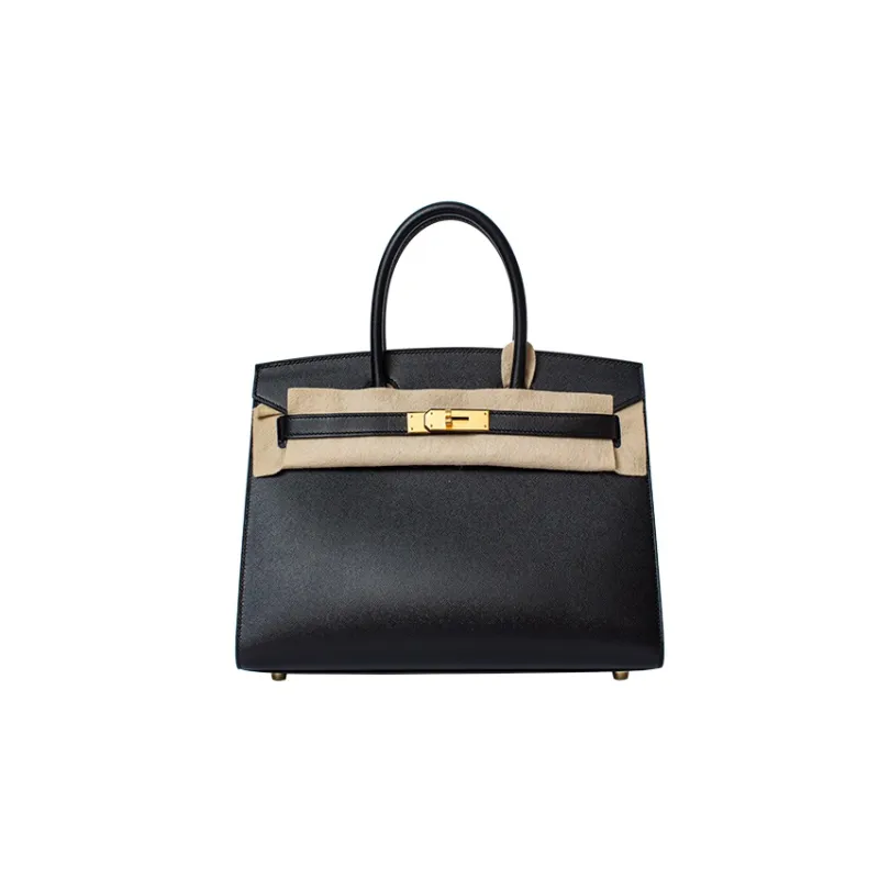 HERMES Birkin Madame Leather Calfskin Birkin Bag Handbags Regular Women's Noir Black-0