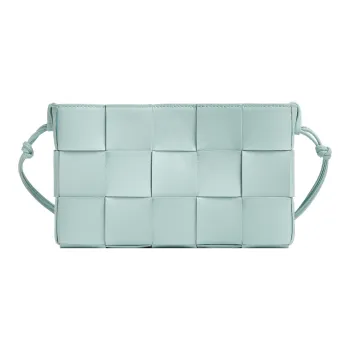 Bottega Veneta Lambskin Shoulder Bag Crossbody Bag Women's Washable Cyan