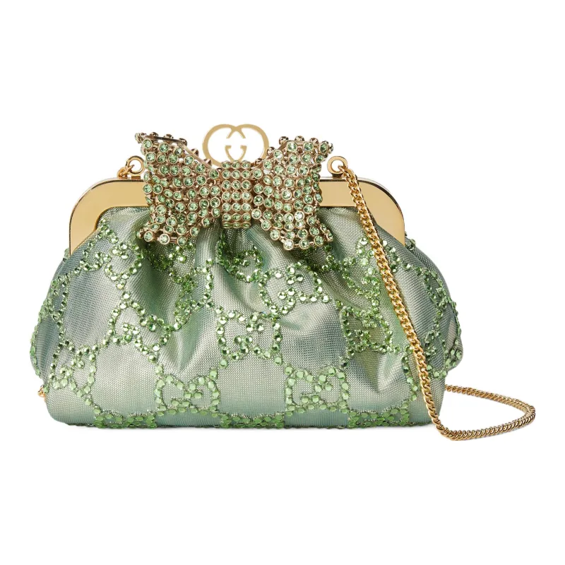 GUCCI Brocade Fabric Clutch Regular Women's Green-0