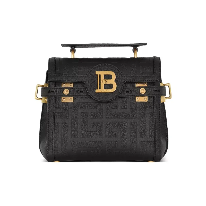 BALMAIN B-BUZZ Calfskin Handbag Shoulder Bag Crossbody Bag Women's Black-0