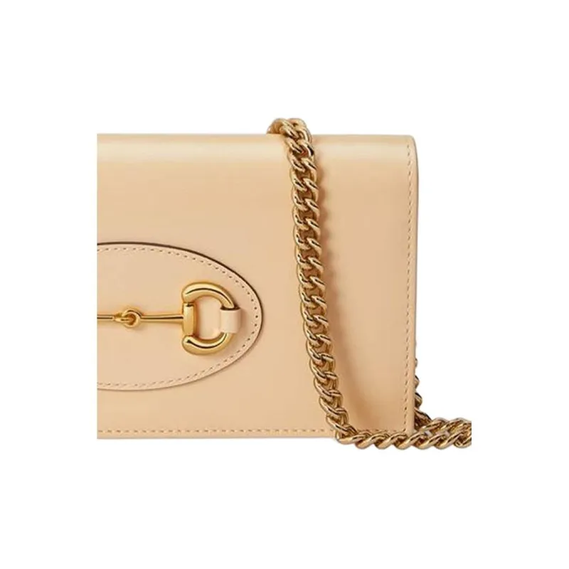 GUCCI Horsebit 1955 Leather WOC Small Crossbody Bag Shoulder Bag Crossbody Bag Small Size Women's Beige-7