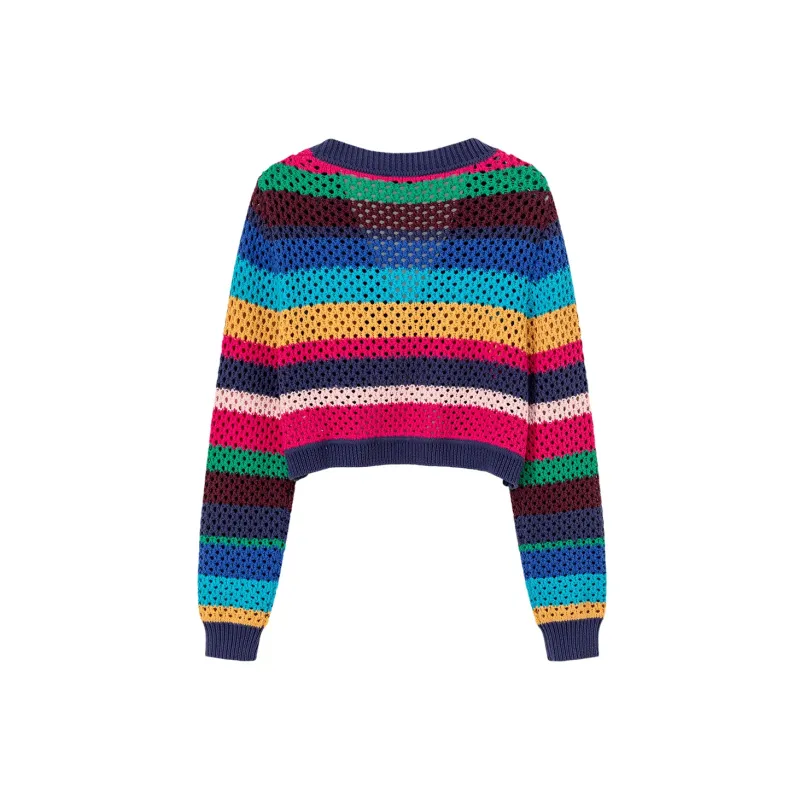 CHUU Cropped Coats Women's Rainbow Stripes-1