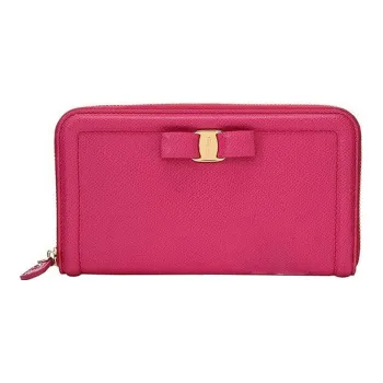 FERRAGAMO Cow Leather Handheld Wallet Women's Pink