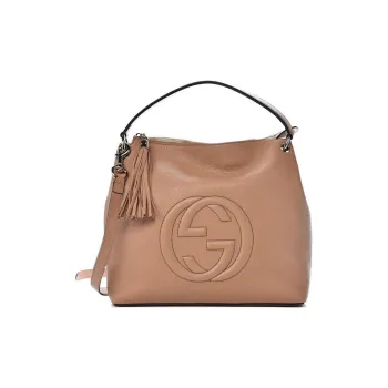 GUCCI Leather Shoulder Bag Crossbody Bag Handbag Regular Women's Light Umber