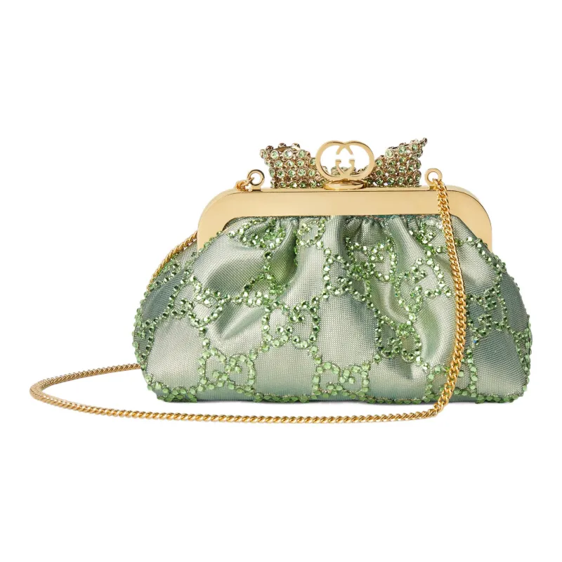 GUCCI Brocade Fabric Clutch Regular Women's Green-2