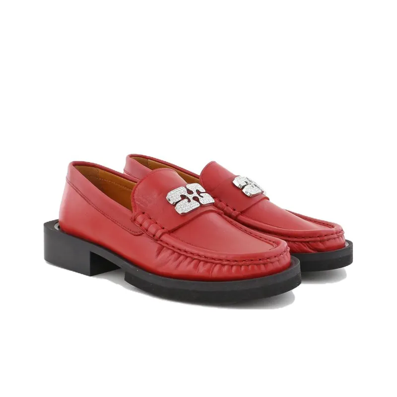 GANNI Logo-plaque Leather Loafer-2