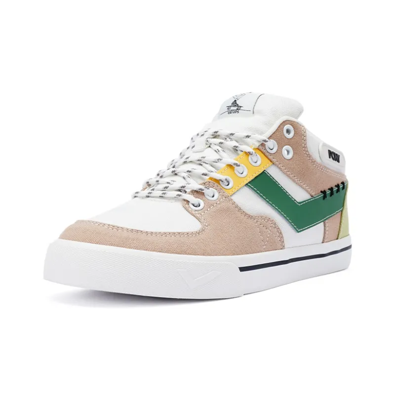 PONY Atop Mid Top Skateboard Shoes Unisex Coffee Green-1