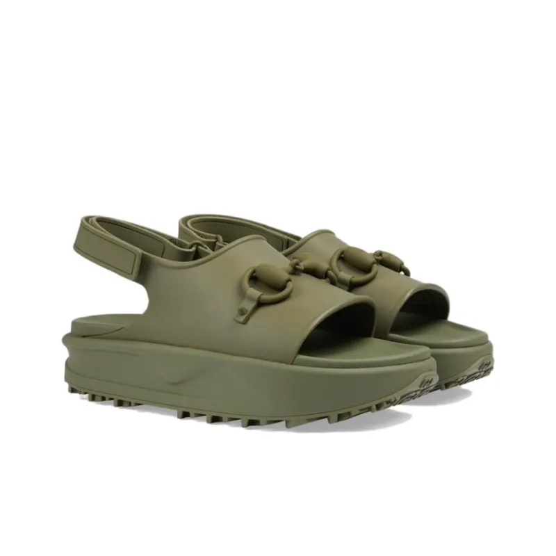 GUCCI Horsebit Flatform Sandal 'Green'-2
