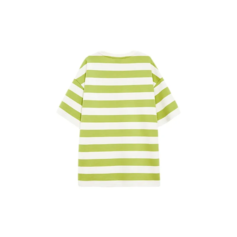 B.Duck T Shirts Women's Pink Green Stripes-1