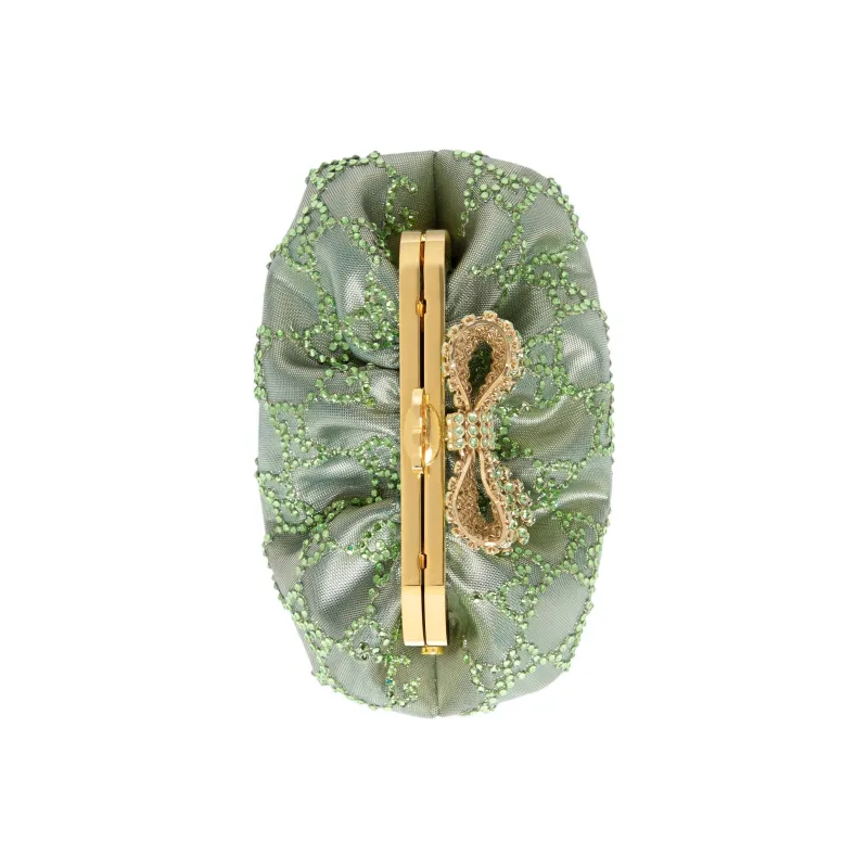 GUCCI Brocade Fabric Clutch Regular Women's Green-4
