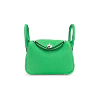 HERMES Lindy Taurillon Clemence Leather Handbag Shoulder Bag Crossbody Bag Mini Women's 1K Bamboo Green