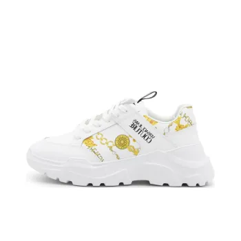 VERSACE JEANS Couture Chain-link Print Leather Low-top Sneakers