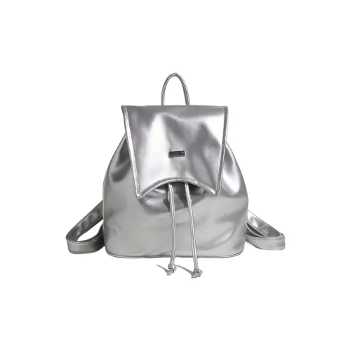 NOMK PU Bucket Bag Backpack Regular Women's Silver