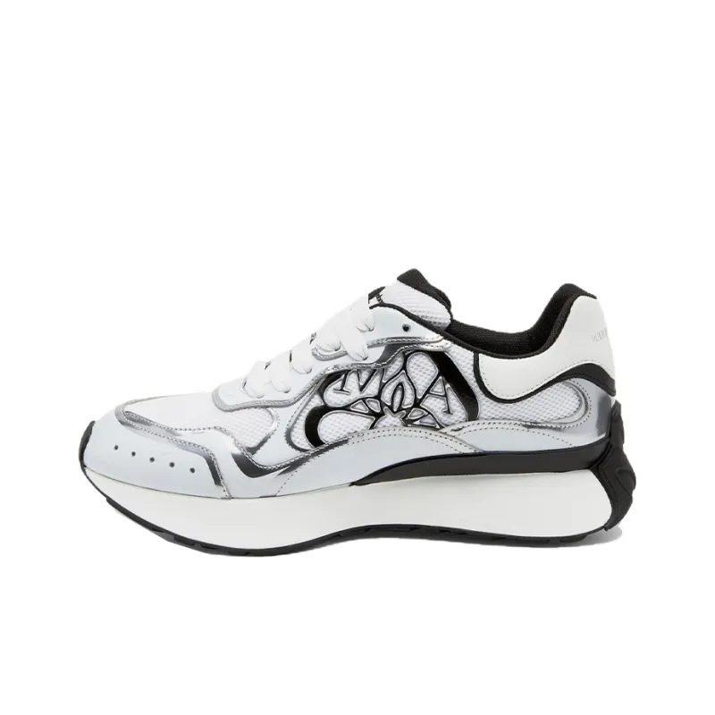 Alexander McQueen Sprint Runner Chalk White Black Print-0