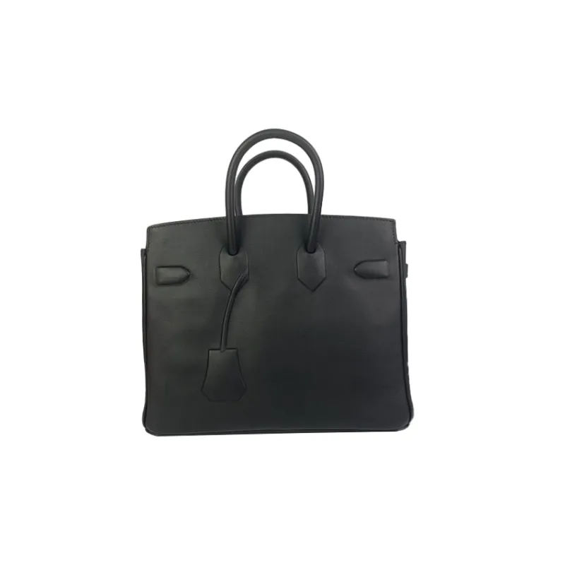 HERMES Birkin Swift Leather Birkin Bag Shadow Handbag Regular Women's Noir Black-2