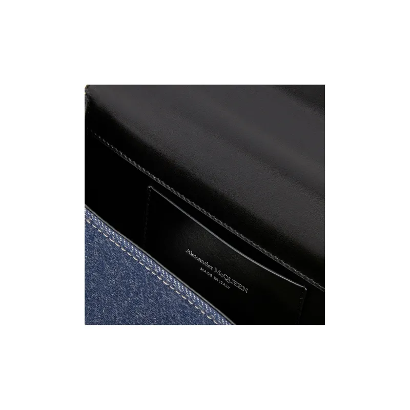 Alexander McQueen Cow Leather With Denim Shoulder Bag, Crossbody Bag Men's Denim/Black-4