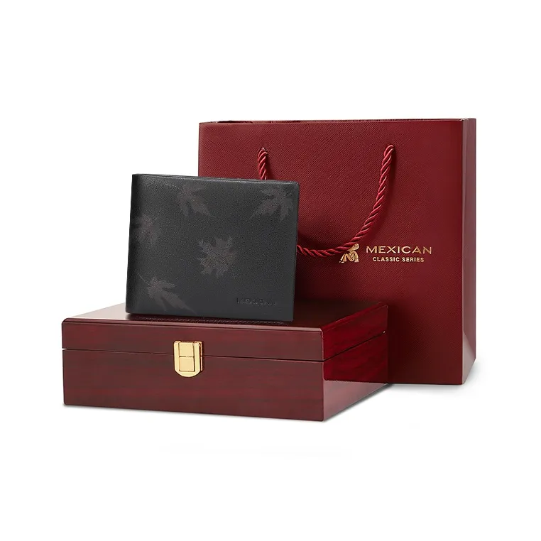 MEXICAN Nappa Texture Genuine Leather Wallet Men's Black-5