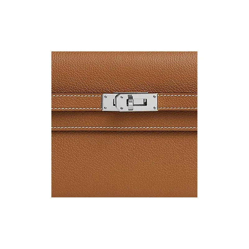 HERMES Kelly To Go Evercolor Leather Wallets Clutches Shoulder Bag Crossbody Bag Regular Women's Gold Brown-5