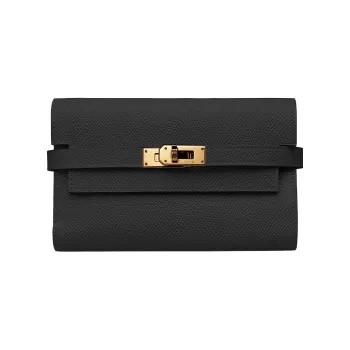 HERMES Kelly Wallet Epsom Leather Wallet Women's Noir Black