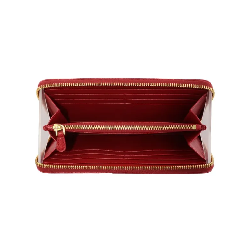 PRADA Leather Clutches Wallets Large Size Women's Red-5