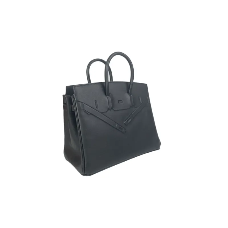 HERMES Birkin Swift Leather Birkin Bag Shadow Handbag Regular Women's Noir Black-1