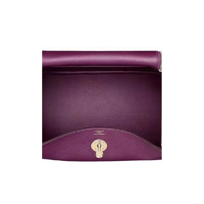 HERMES Lindy Evercolor Calfskin Handbag Shoulder Bag Women's P9 Anemone Sea Anemone Purple-3