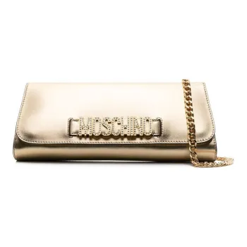 MOSCHINO Calfskin Baguette Bag Clutch Women's Gold