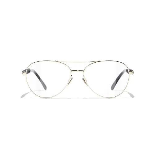 CHANEL Alloy Aviator Eyeglass Frames Women's Black