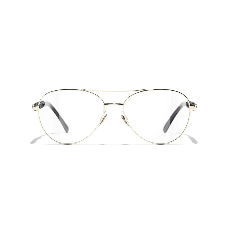 CHANEL Alloy Aviator Eyeglass Frames Women's Black-0