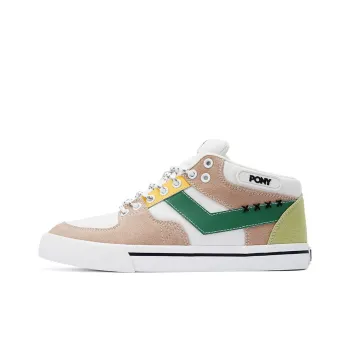 PONY Atop Mid Top Skateboard Shoes Unisex Coffee Green