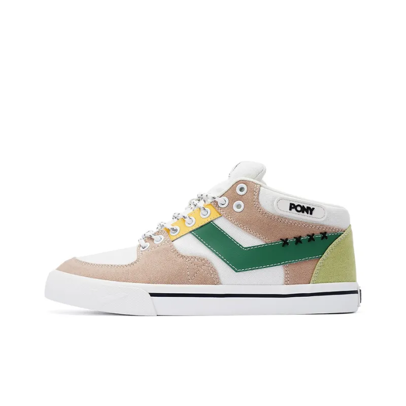 PONY Atop Mid Top Skateboard Shoes Unisex Coffee Green-0