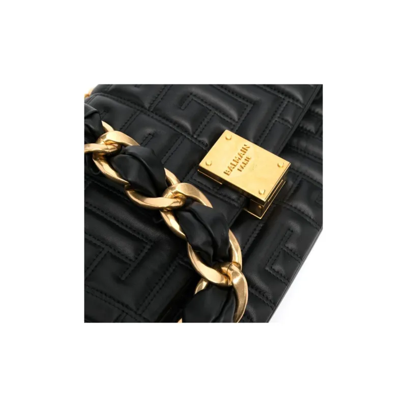 BALMAIN 1945 Lambskin Shoulder Bag Crossbody Bag Regular Women's Black-2
