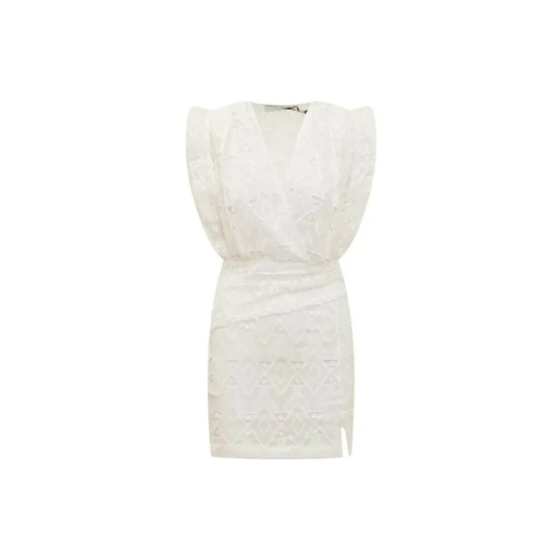 IRO NIGHT All Over Embroidered Pattern V Neck Mini Dress-1