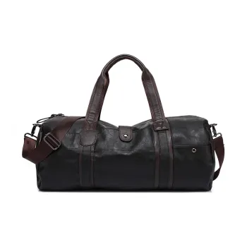 Slazenger Soft Leather Boston Bag Gym Bag Travel Bag Shoulder Bag Crossbody Bag Handbag Unisex Black Brown & Multicolor