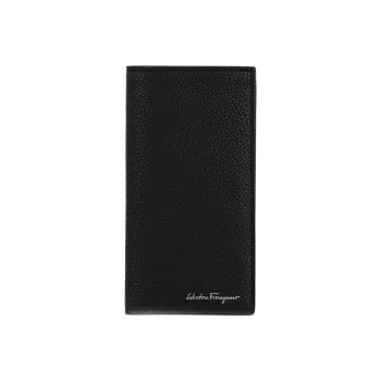 FERRAGAMO Cow Leather Coin Purse Card Holder Wallet Men's Black