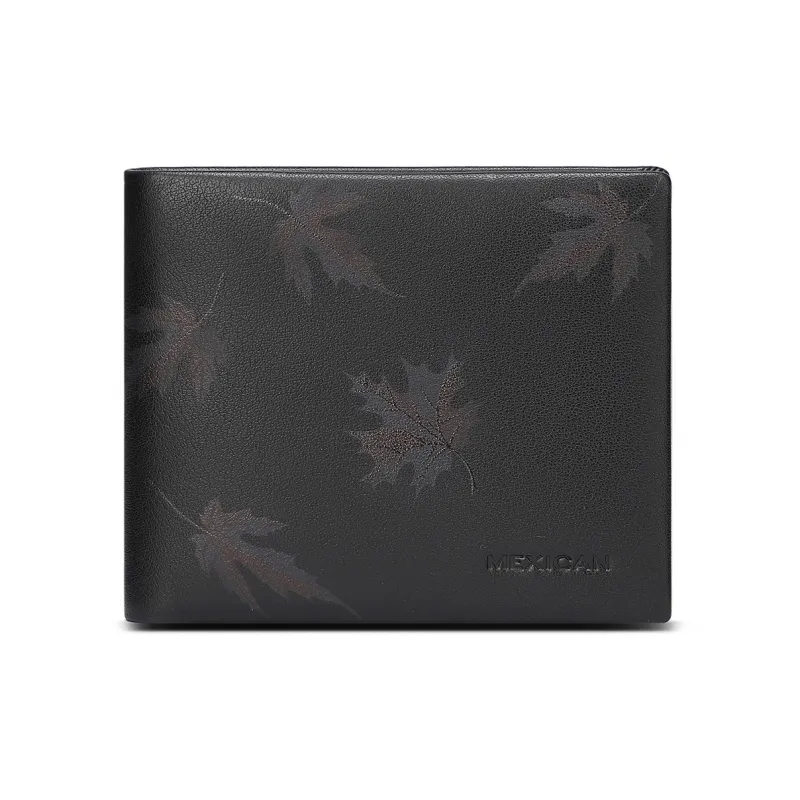 MEXICAN Nappa Texture Genuine Leather Wallet Men's Black-7