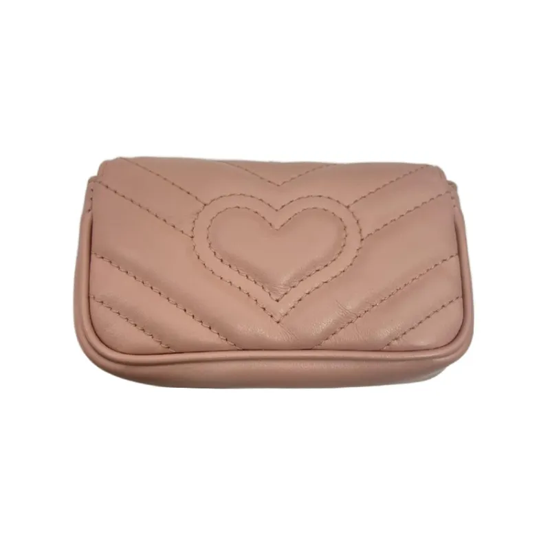 GUCCI GG Marmont Leather Handbags Card Holders Coin Purses Extra Mini Women's Pink-1