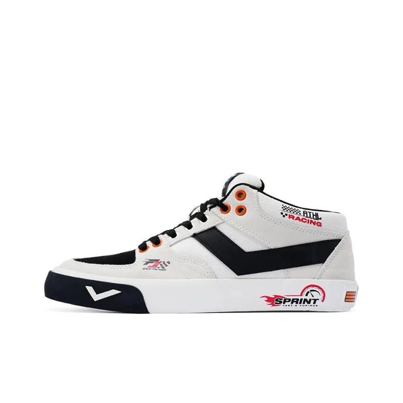 PONY Atop Anti Slip Wear Resistant Low Top Skateboard Shoes Unisex Beige Black-0