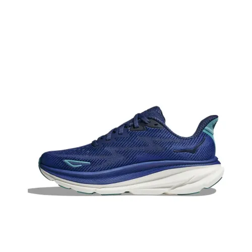 zapatillas de running HOKA ONE ONE ultra trail amarillas Clifton 9 Cushioning Breathable Low-Top Running Shoes Women's Blue