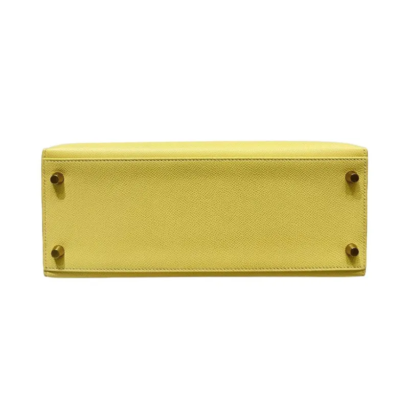 HERMES Kelly Epsom Leather Kelly Bag Handbags Regular Women's 1Z Jaune Poussin Chick Yellow-4