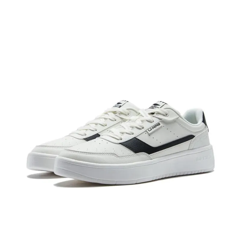 LiNing Qingshi Non slip Lightweight Low Top Skateboard Shoes Men's White Black-2