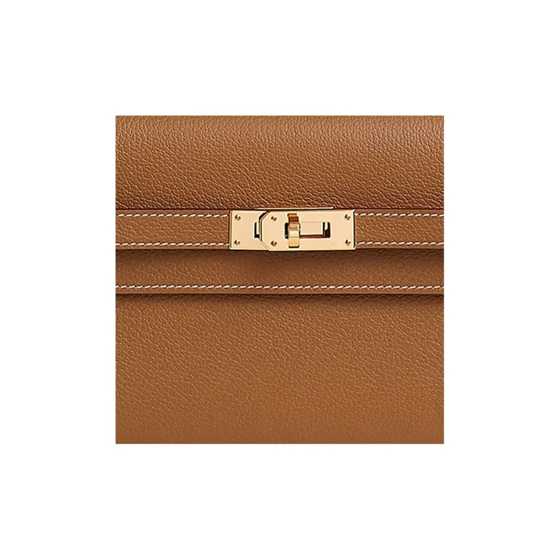 HERMES Kelly To Go Mysore Goat Skin Wallets Handheld Shoulder Bag Crossbody Bag Regular Women's Gold Brown-5