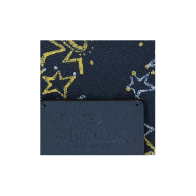 Valentino Canvas Canvas Bag Clutches Men's Marine Blue-3
