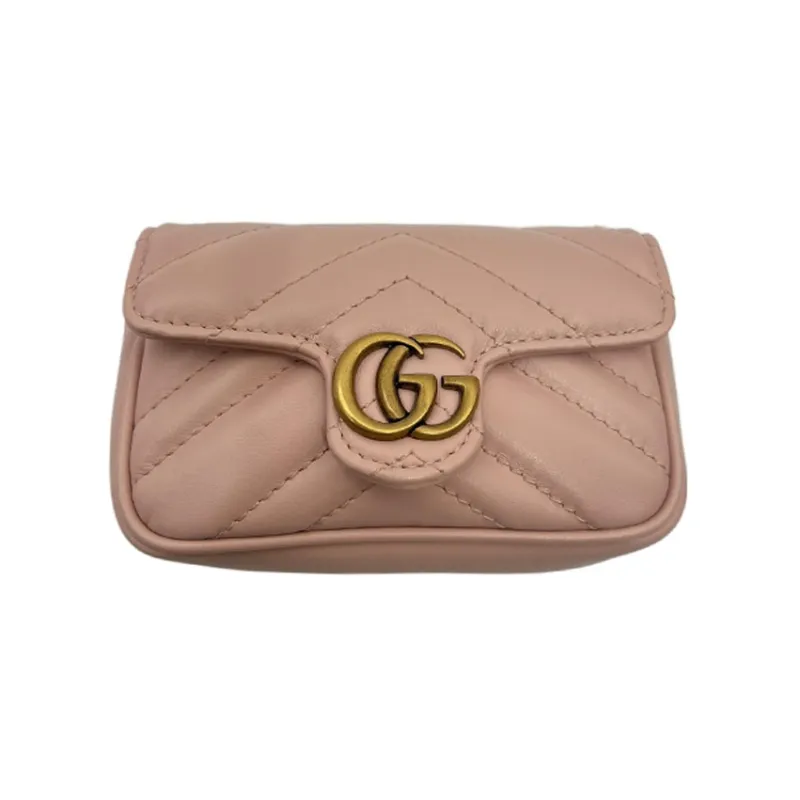 GUCCI GG Marmont Leather Handbags Card Holders Coin Purses Extra Mini Women's Pink-0