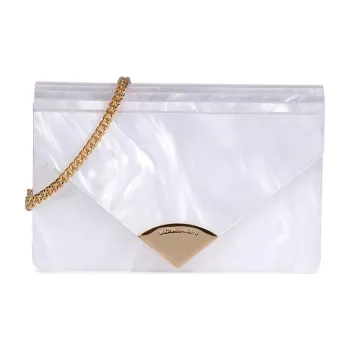 MICHAEL KORS Barbara Leather Detail Envelope Bag Shoulder Bag Crossbody Bag Small Size Women's White