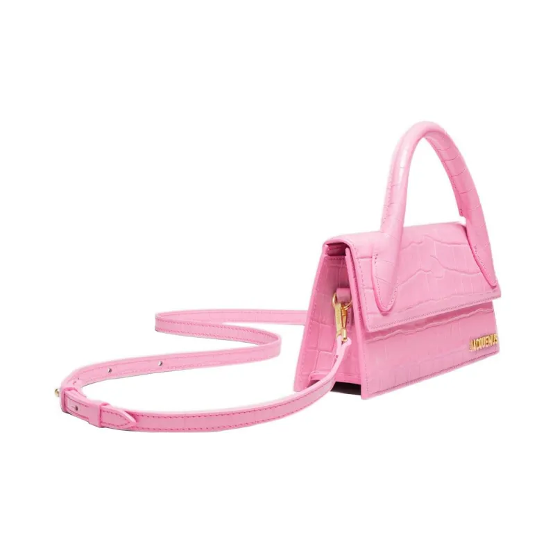 Jacquemus Le Chiquito Crocodile Embossed Calfskin Shoulder Bag Crossbody Bag Handbag Women's Pink-1